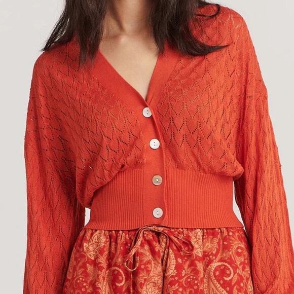 NWT * CHARLIE HOLIDAY Gisele Pointelle Cardigan - Size 2 - $114. - Picture 4 of 13